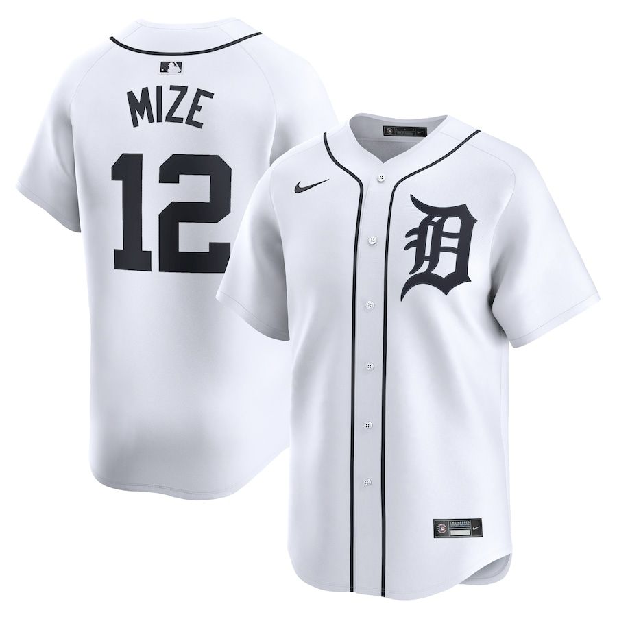 Men Detroit Tigers #12 Casey Mize Nike White Home Limited Player MLB Jersey->detroit tigers->MLB Jersey